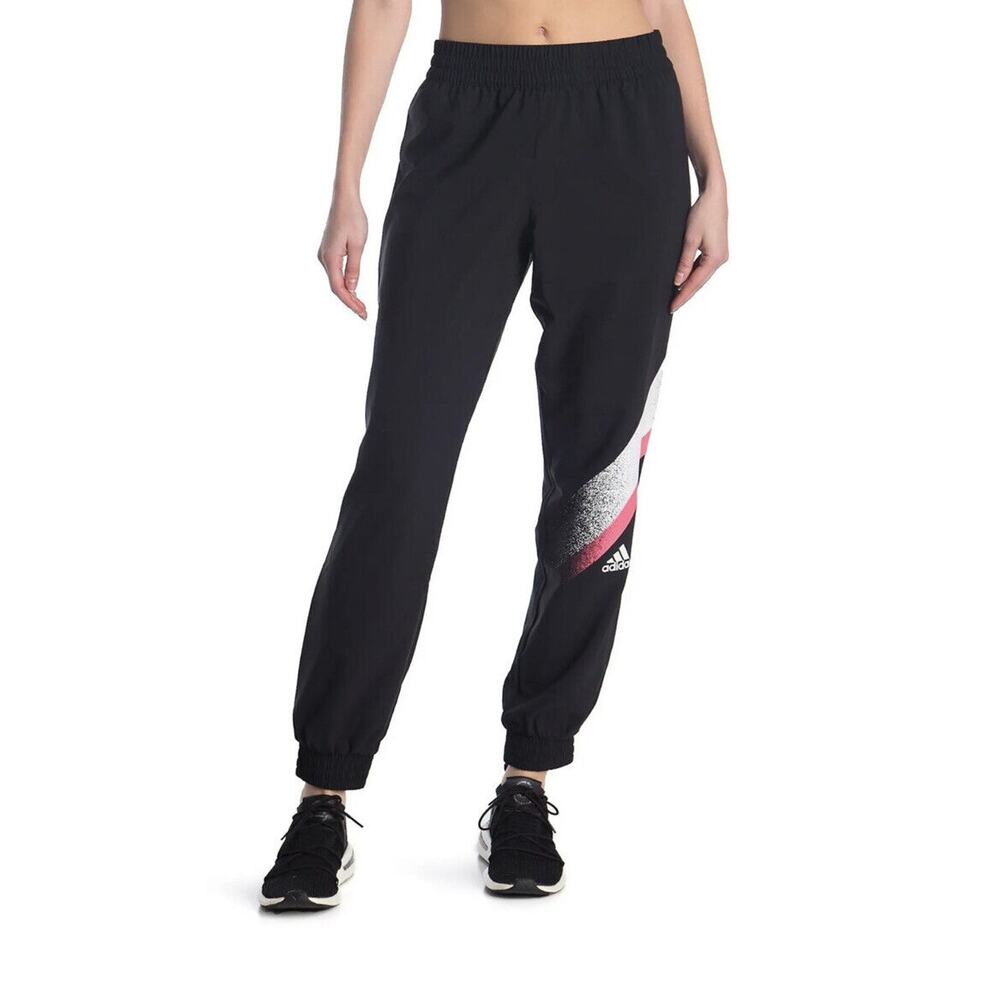 Adidas Women's Knit Logo Printed Joggers Black/White Sz XXL GL6970 Running Pants